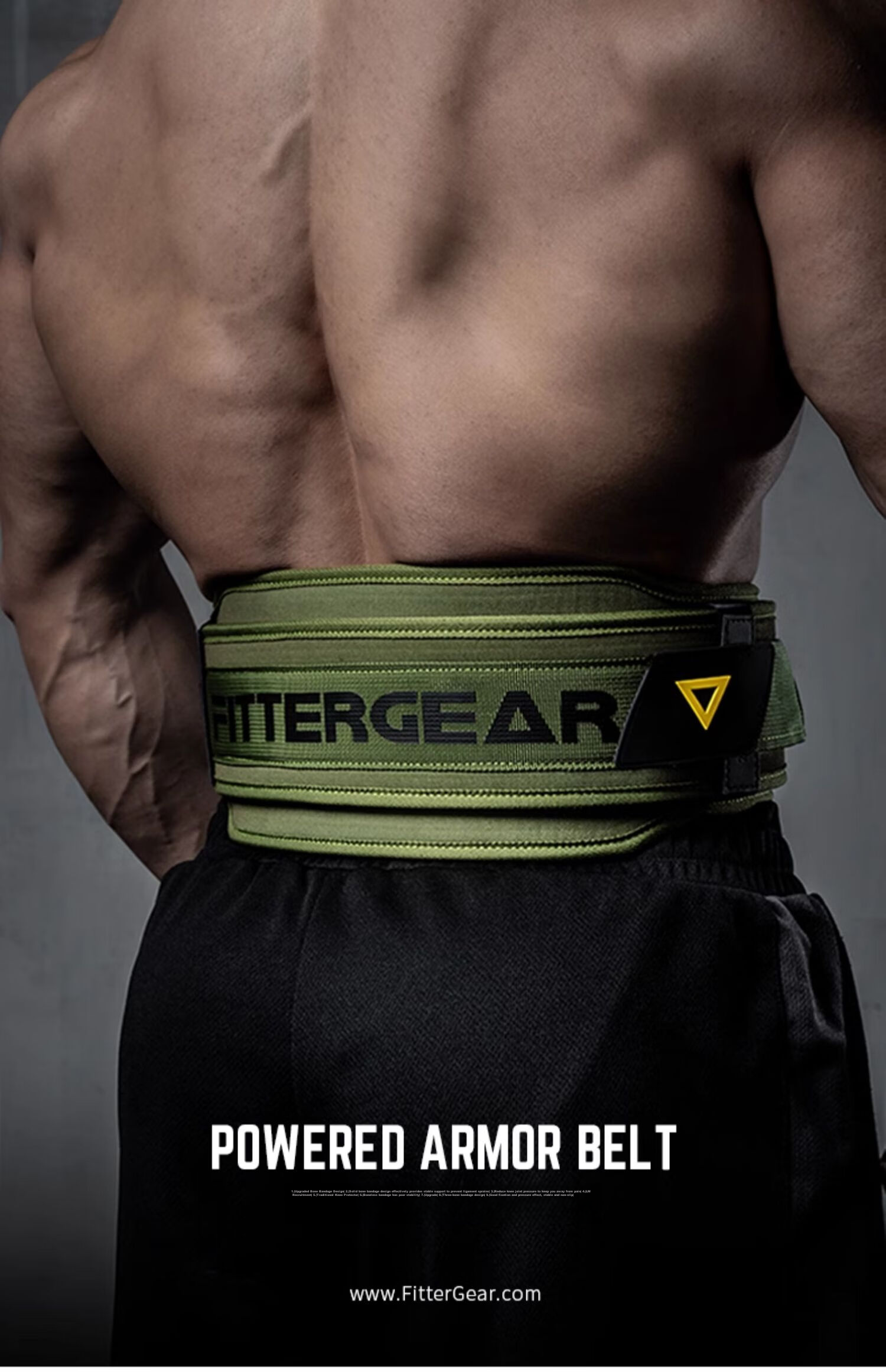 FITTER GEAR Fitness Waist Belt for Men, Deadlift Squat Strength Training Weightlifting Support Belt, Army Green Size S 1