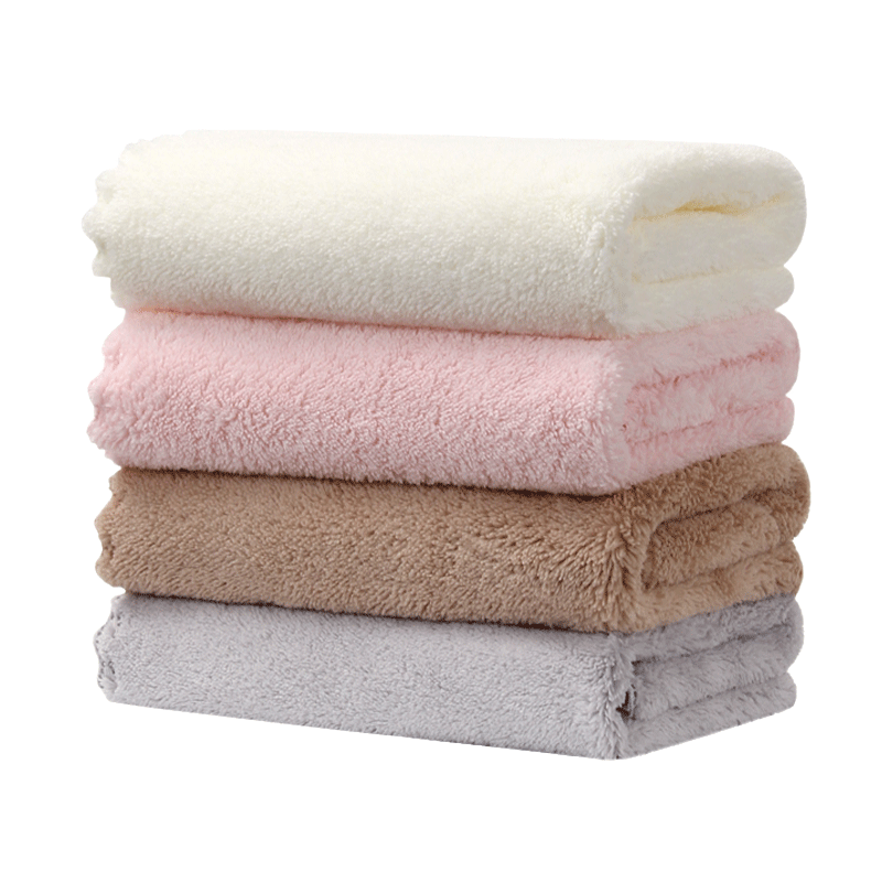GGT Japanese Snow Fleece Face Towel, Children's Hand Towel, Absorbent, Skin-Friendly, Soft Square Towel, 4-Pack Sports
