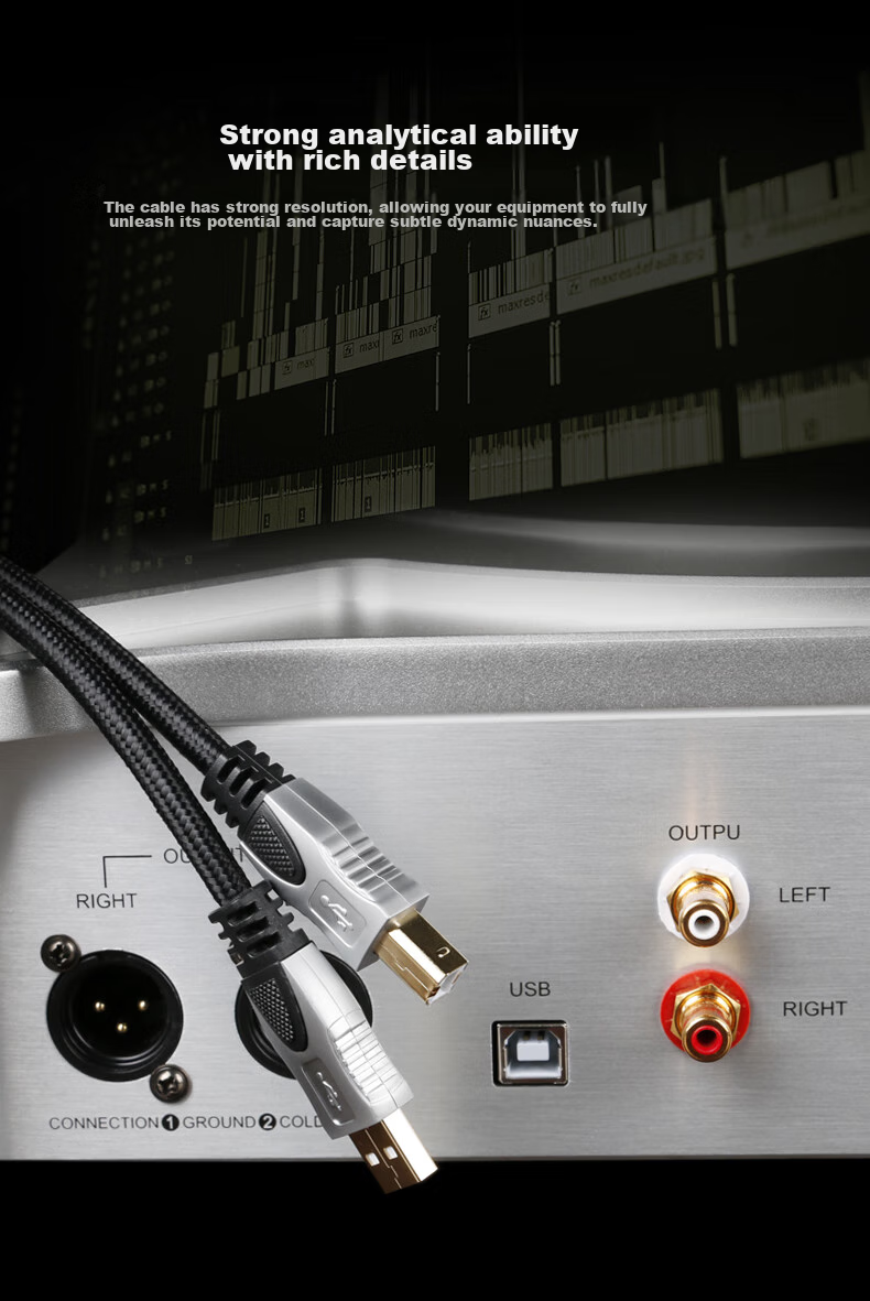 JIB High-Fidelity Audiophile USB Audio Cable A to B DAC Decoding Cable Version 2.0 Computer Sound Card Mixer Amplifier Speaker Connection Cable BB-110 Meter 6