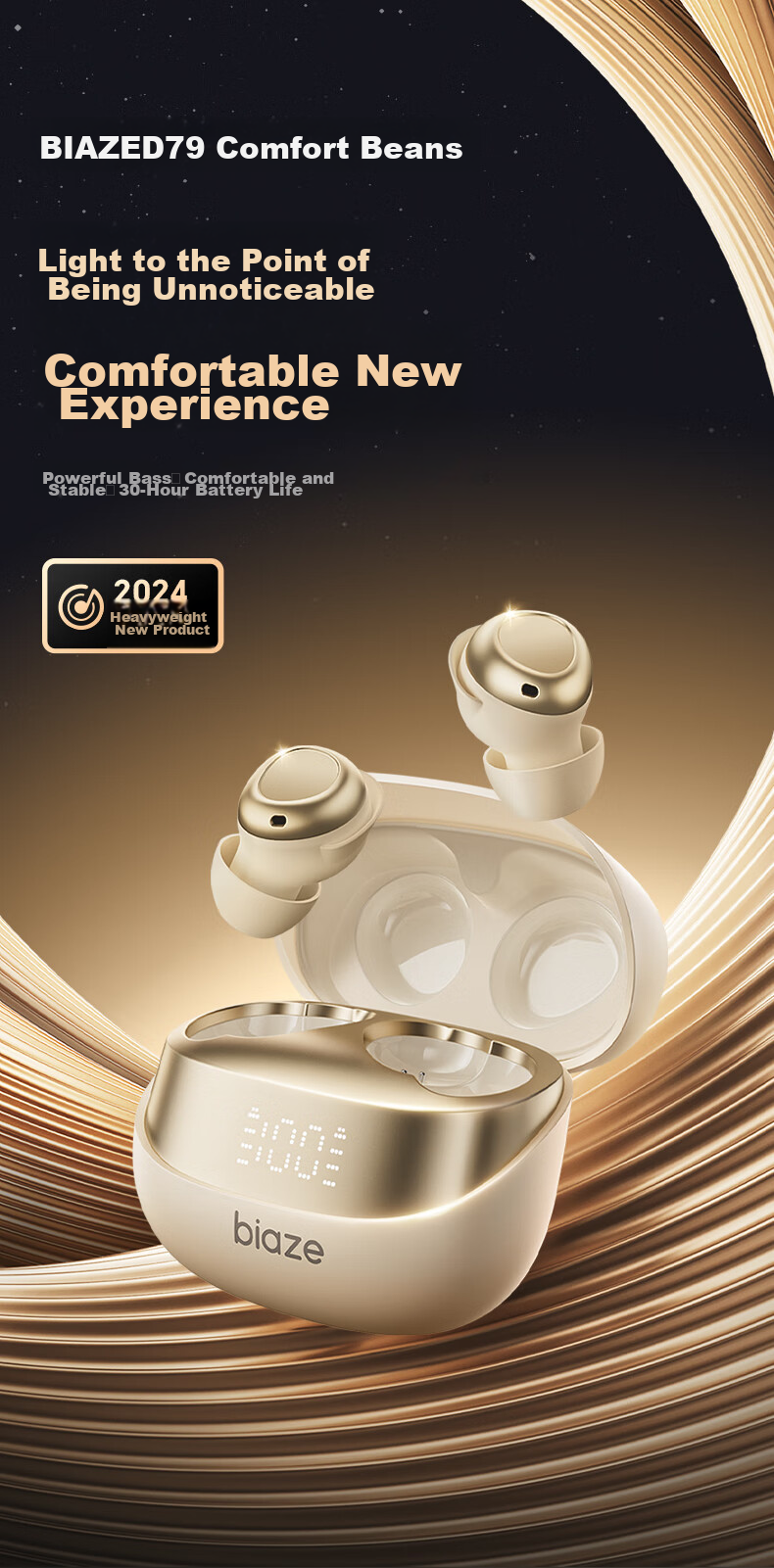 BIAZE Sleep Earphones [Sleep Bean] True Wireless In-Ear Noise-Cancelling Soundproof Hidden Earplugs for Side Sleeping, Pain-Free ASMR, Sports, Gaming, Music, Long Battery Life, Off-White 1