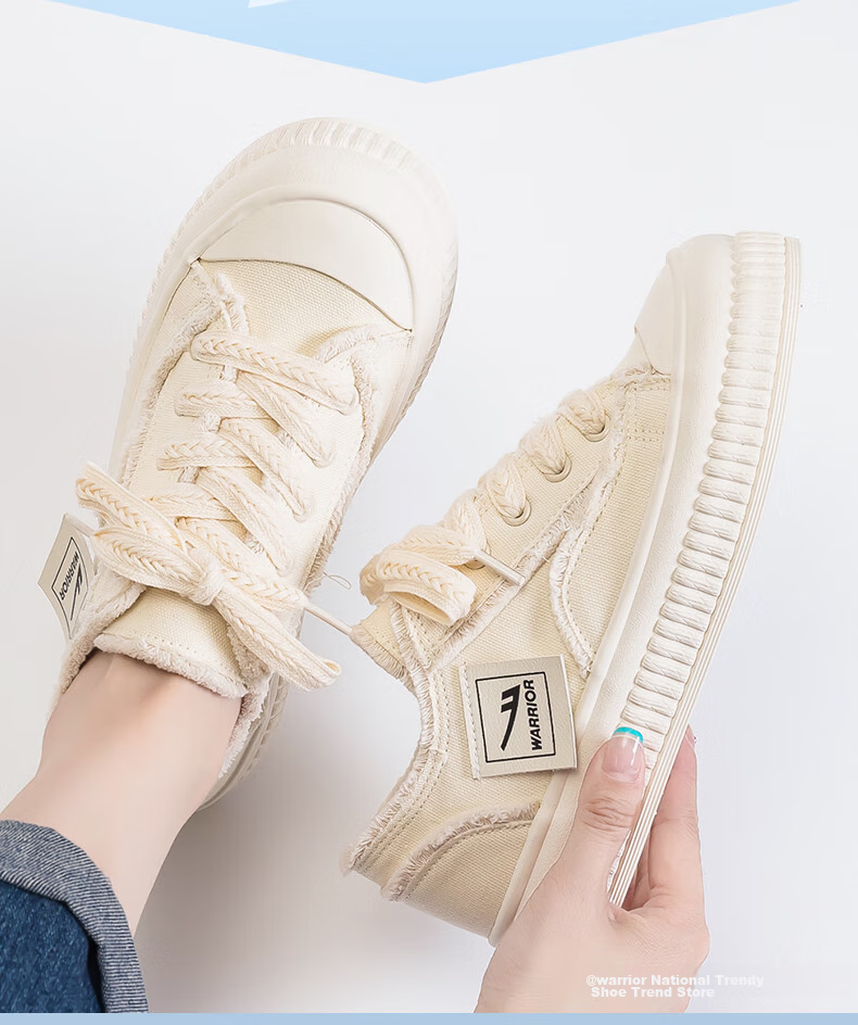 Huili Women's Canvas Shoes, Versatile Wheat Spike Casual Shoes, Student Sports White Sneakers, F249BR, Black/beige, Size 40 11