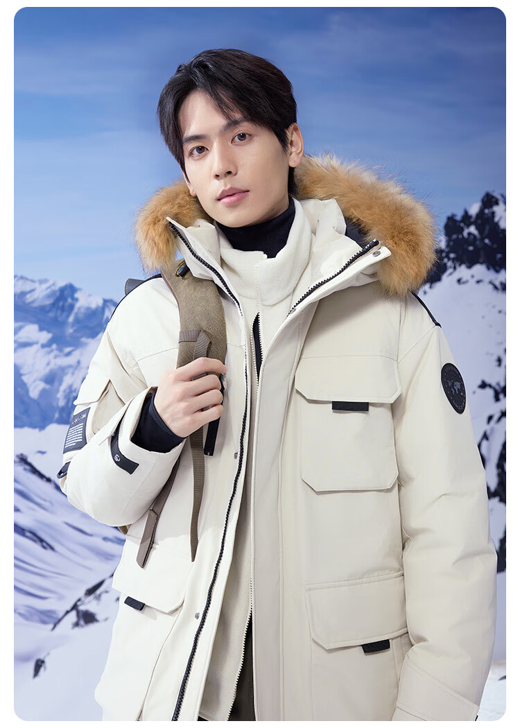 JD Original Imported Extreme Cold 95% Goose Down Jacket, 800 Fill Power, Triple Protection down Coat, Men's And Women's Winter Mid-Length Outerwear, Khaki Color, Size S 23