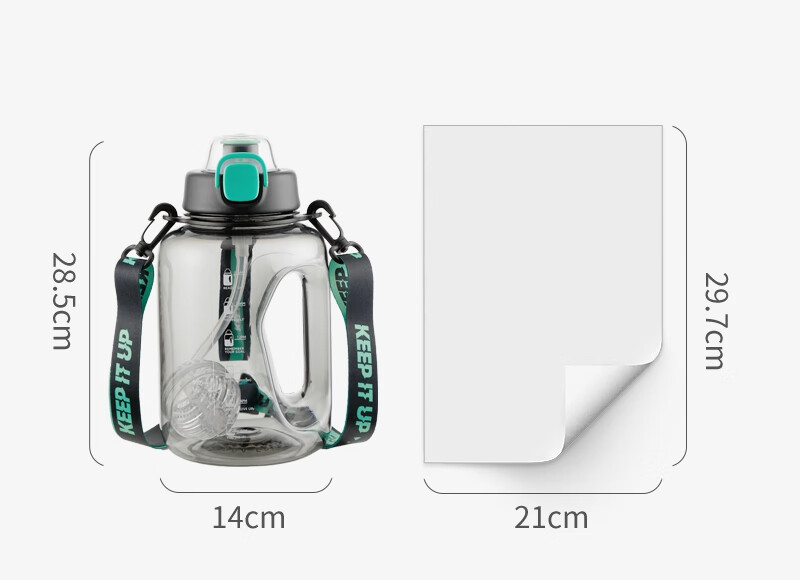 Fuguang Sports Fitness Water Bottle, Large Capacity Plastic Cup, Tritan Tumbler with Scale And Straw, Outdoor Use, 2500ML 2
