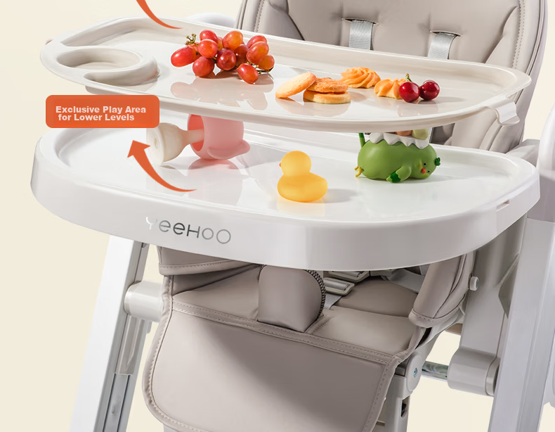 YEEHOO Children's Dining Chair, Multifunctional Foldable Portable Baby High Chair, Mobile Eating Chair for Infants 14