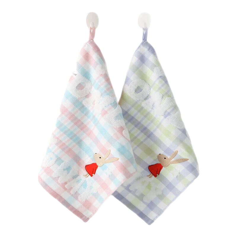 KING SHORE Class A Children's Towel, Pure Cotton Small Towel, Children's Square Towel, Hand-Wiping Towel, Hanging Face Towel, 2 Pieces, Antibacterial And Odor-Resistant