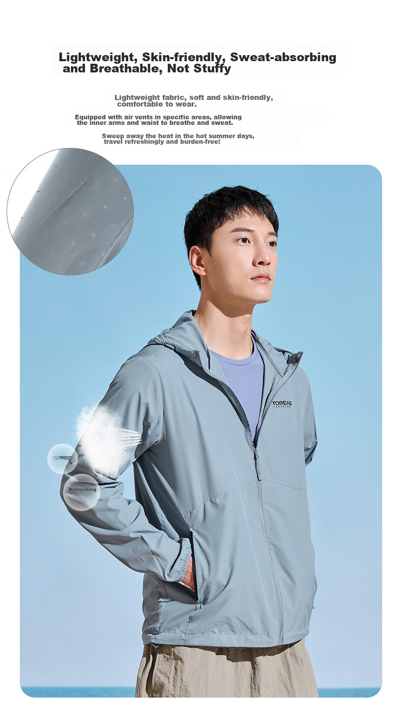 TOREAD Sun Protection Clothing, Spring And Summer Men's Outdoor Breathable UV Protection UPF50+ Water-Repellent Skin Coat TAZZCM81602 28
