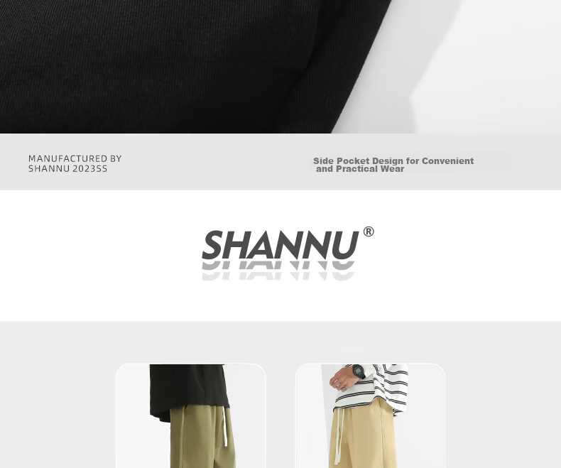 SHANNU Men's Pants, Spring And Autumn Style, Pure Cotton, Black, Straight-Leg, Loose-Fit, Wide-Leg, American Casual Trousers, Black, XL 4
