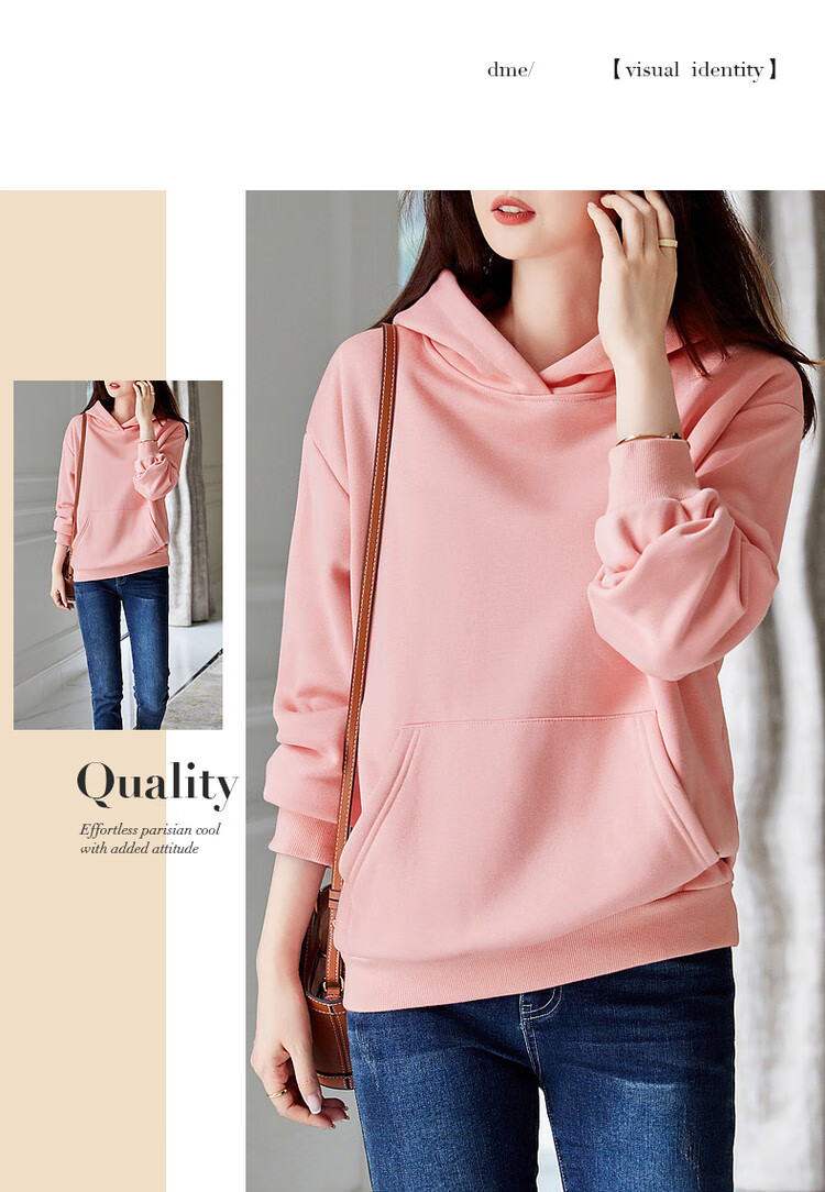 Dme [Hooded Commuter] Winter Fashion Fleece-Lined Drop Shoulder Long Sleeve Pocket Commuter Sweatshirt for Women, Linen Gray, M 30