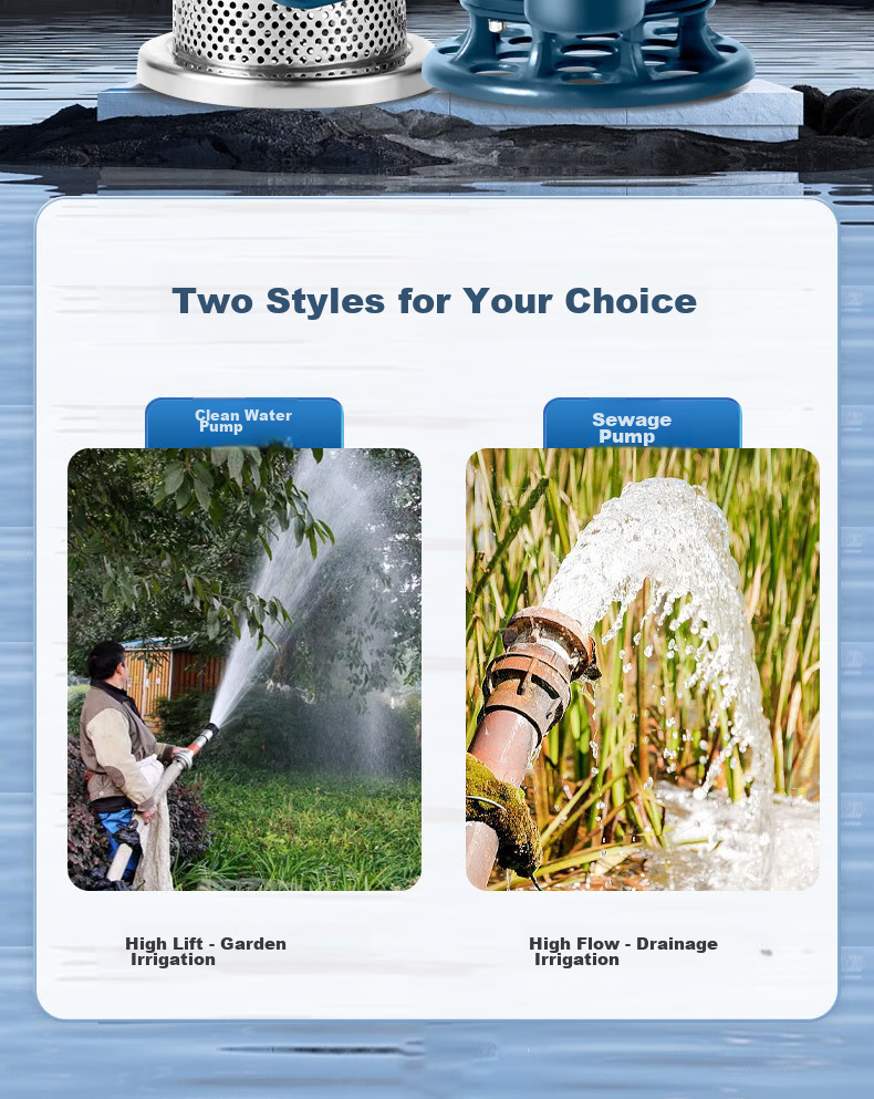 CHENYUAN Submersible Pump, 220V Household Stainless Steel Sewage Pump, Automatic with Float Ball, Agricultural Water Pump for Farmland Irrigatio 4