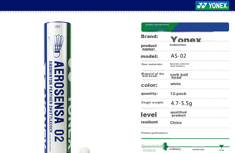 YONEX Badminton AS02 Durable Stable YY Special Duck Feather Training And Competition Shuttlecocks, 1 Tube of 12 Pieces 2
