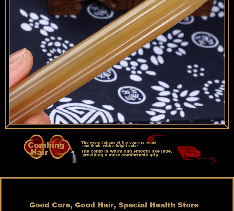 JEPPE Natural Ox Horn Comb, Detangling Comb, Hair Brush, Anti-Static Styling Comb, Gentle on Hair, Birthday Gift for Girlfriend 18