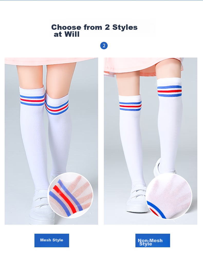 Zhiyouban Children's Mid-Calf Socks, Girls' Cotton Long Socks, Spring Autumn Summer Thin Style, Girls' Over-Knee Long Socks, High Socks, Sports Socks 4