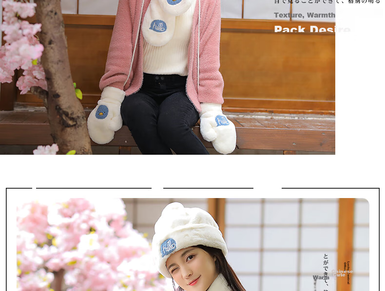 677888 [Gift Box] Three-Piece Set: Hat, Scarf, Women's Gloves And Neck Warmer for Autumn And Winter 2026 New Style Birthday Gift for Girls 13