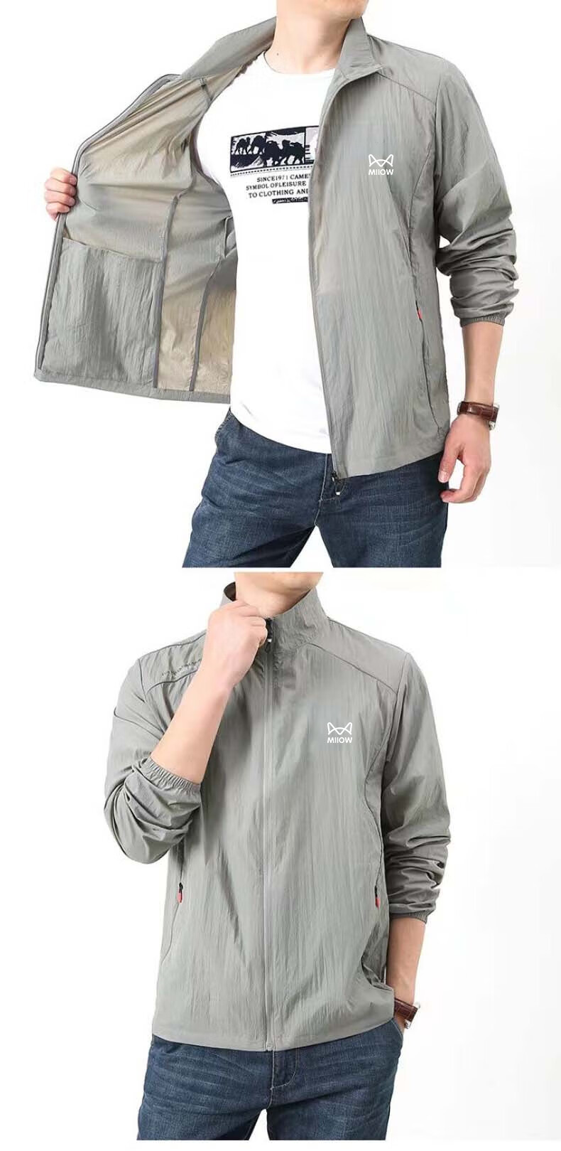MiiOW Sun Protection Jacket for Men, Summer Lightweight Coat, Loose-Fitting Skin-Friendly Shirt, Breathable Outdoor Jacket, Fishing Wear, Dark Gray, M 6
