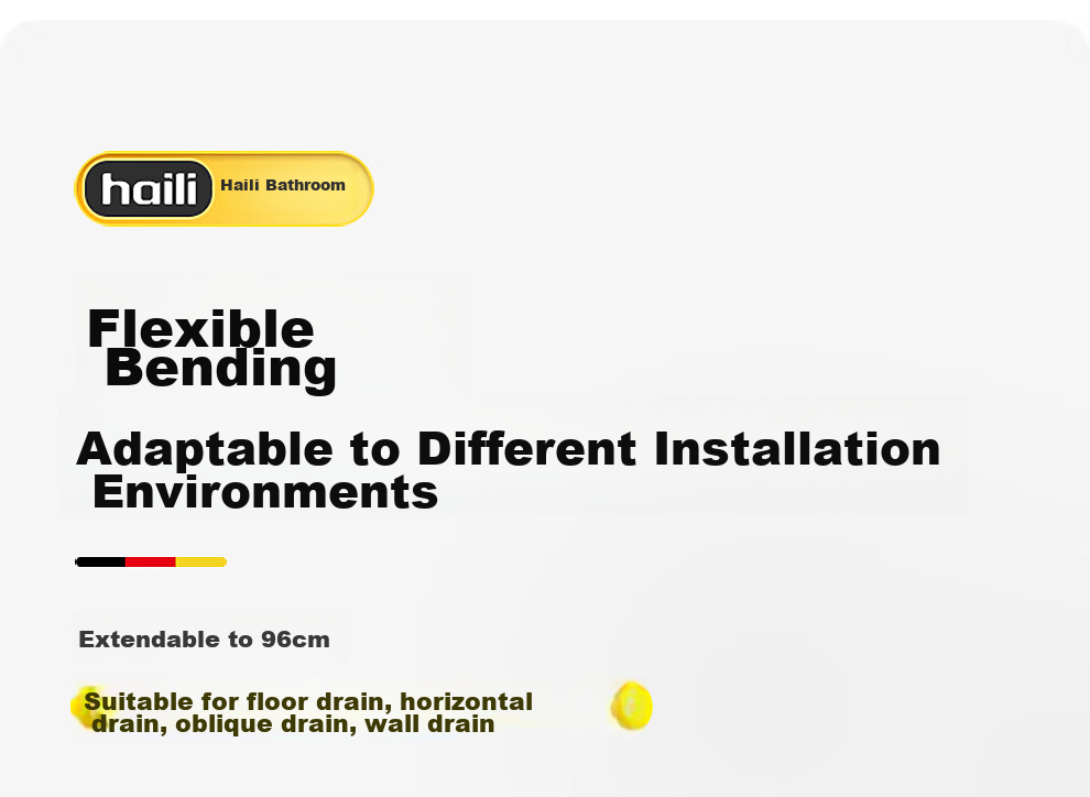 Haili Sink Drain Pipe, Anti-Odor Basin Drain, Flexible Hose Wall Drainage Pipe, ABS Material, 73318Q 18
