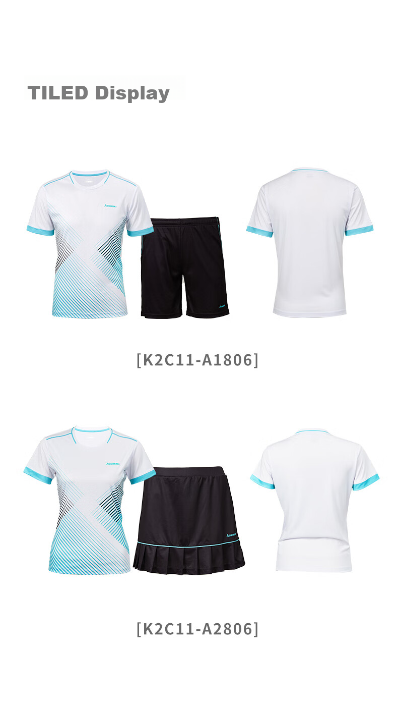 KAWASAKI Badminton Outfit Set Summer Style Sports Quick-Dry Short-Sleeve T-Shirt Training Team Uniform A1806 Men's White And Black XL 19