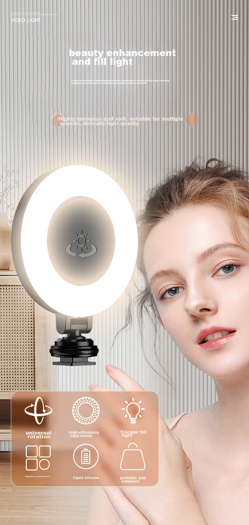 Selfieshow Live Streaming Fill Light for Streamers, Indoor Desktop Photography Light, Food Atmosphere Lamp, Handheld Soft Light Beauty Light, Professional Camera Portable Pocket Light 1