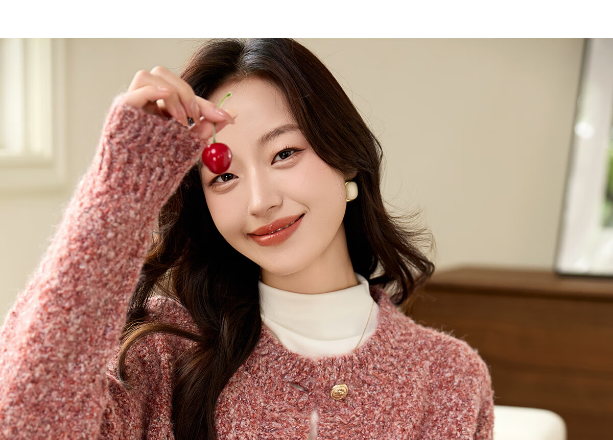 PinCai Women's Knitted Cardigan New Year Battle Robe Little Chanel Style Soft Wool Crew Neck Sweater P144U4016 9