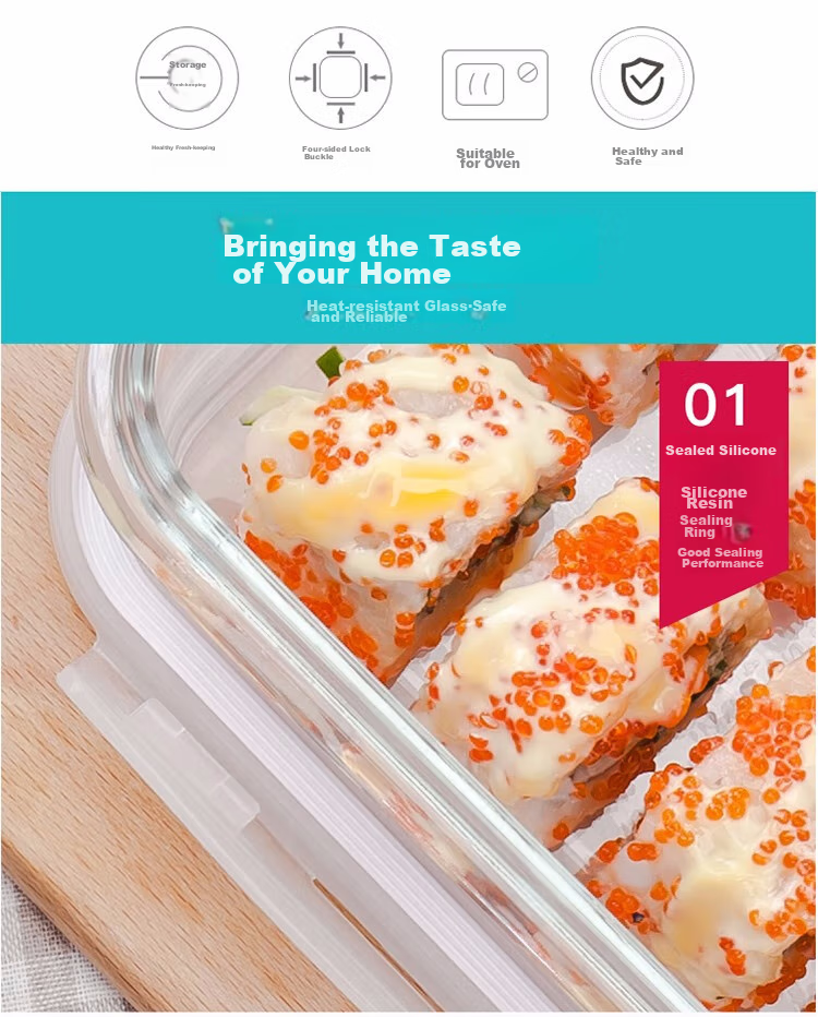 LOCK&LOCK Heat-Resistant Glass Food Storage Container Set, Microwave-Safe Lunch Box, Sealed Bento Box, Meal Container, 750ml*2 + 600 Divider + Bag 3