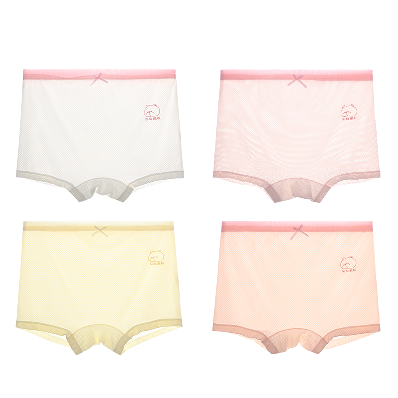 LangSha Children's Underwear, Girls' Summer Thin Style, Youth Class A High School Students' Mesh Boyshorts, Four-Pack