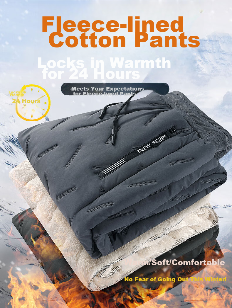 MiiOW Cotton Pants for Men, Winter Casual Plus Size, Fleece-Lined Thick Lambswool, Outdoor Workwear, Sports Warm Trousers for Me 3
