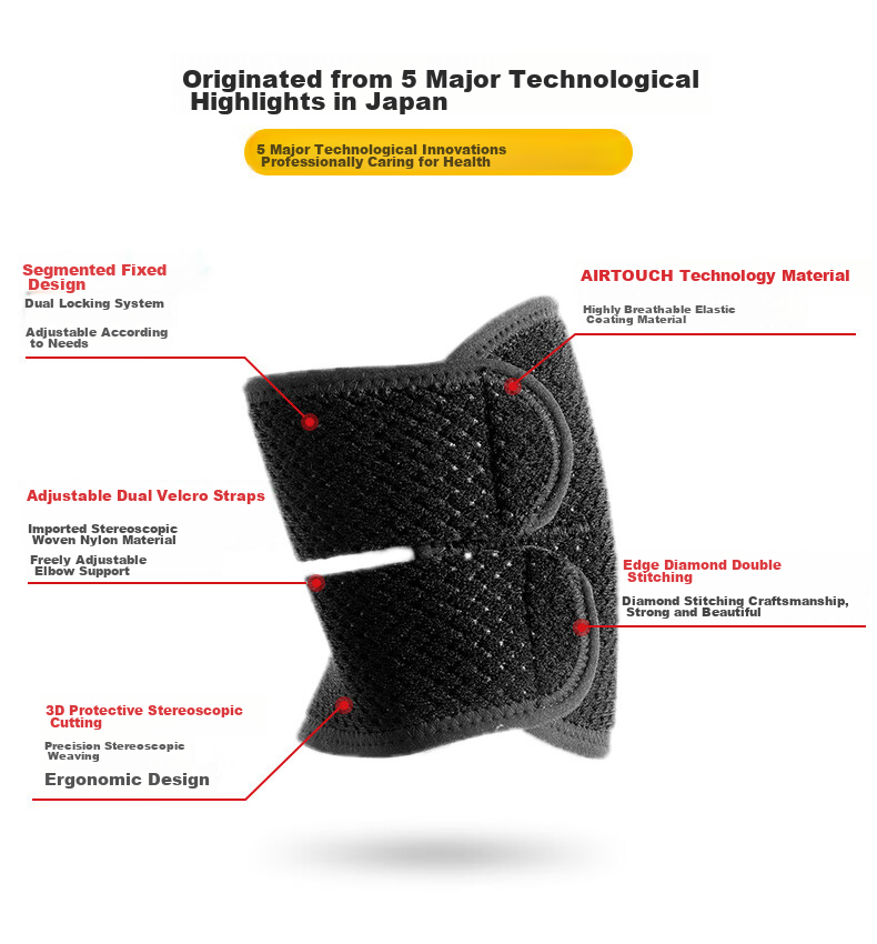 D&M Japanese Imported Sports Elbow Brace for Men And Women, Fitness Badminton Tennis Basketball Strap Joint Protection Sleeve, One Piece 4