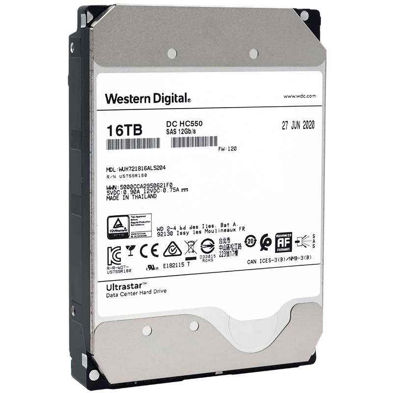 Western Digital (WD) 16TB Enterprise-Grade Helium Mechanical Hard Drive HC550 SAS 7200 RPM 512MB CMR Vertical Server Hard Drive 3.5-Inch WUH721816AL5204