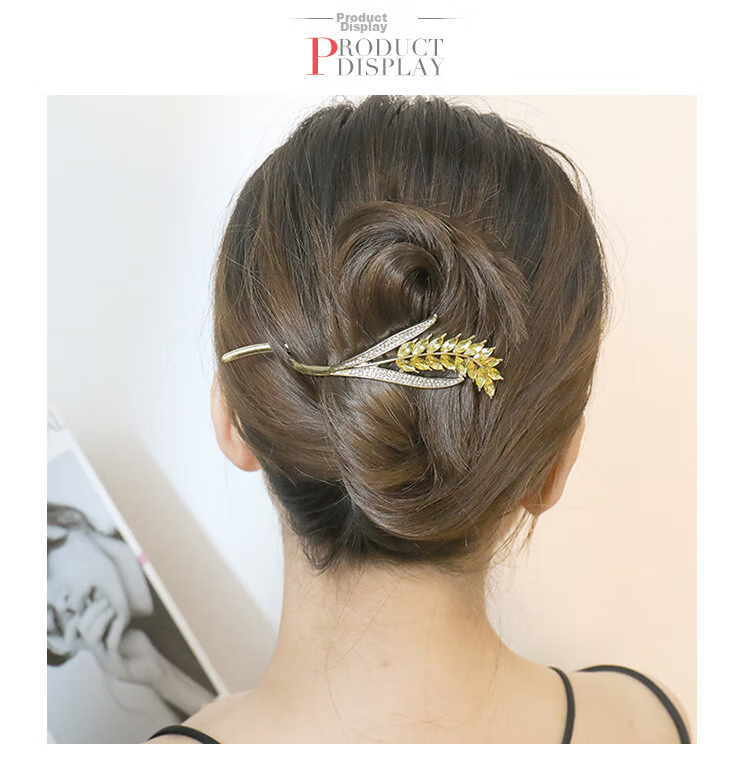 CHIMERA [Suisui Ping'an] Wheat Ear Back of Head Clip, High-End Hairpin, Twist Clip, Hair Accessory, Women's Mid-Autumn Festival Gift 3
