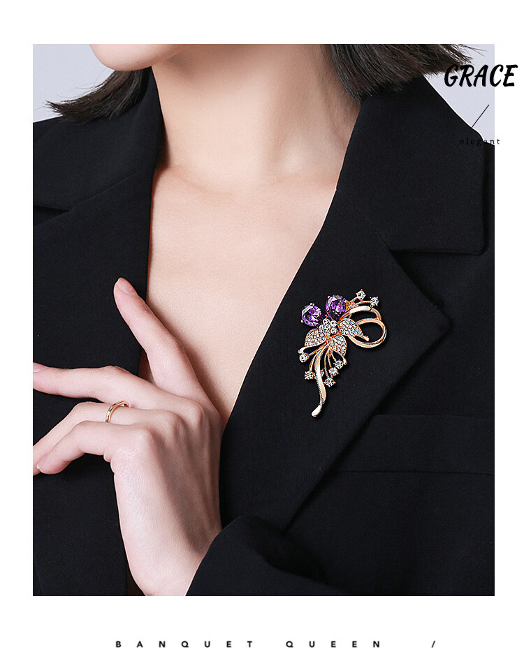 Qlady Elegant Floral Brooch, High-End Women's Anti-Exposure Pin, Clothing Accessory, Mid-Autumn Festival And Birthday Gift 8