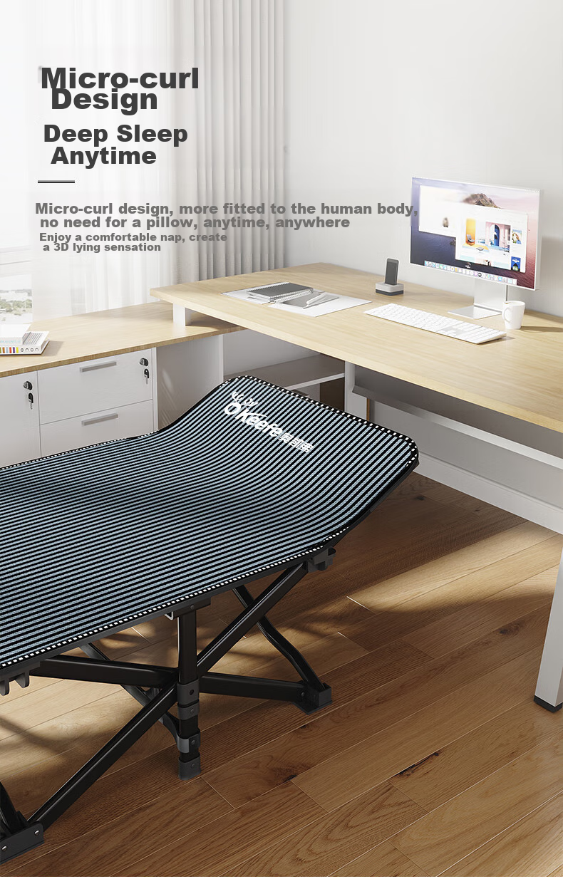 OKeefe Folding Bed, Lounge Chair, Office Nap Bed, Multifunctional Single Bed, Accompanying Care Bed, Camp Bed, Siesta Bed, Premium Gray 5