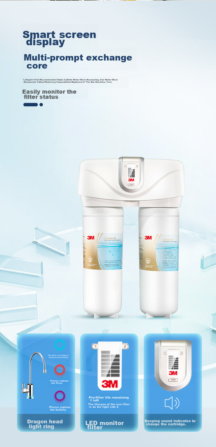 3M Water Purifier, Household Water Filtration System without Tank, Zero Wastewater And Mineral Residue, Direct Drinking Smart Filter, Shuhuquan SDW8000T-CN 7