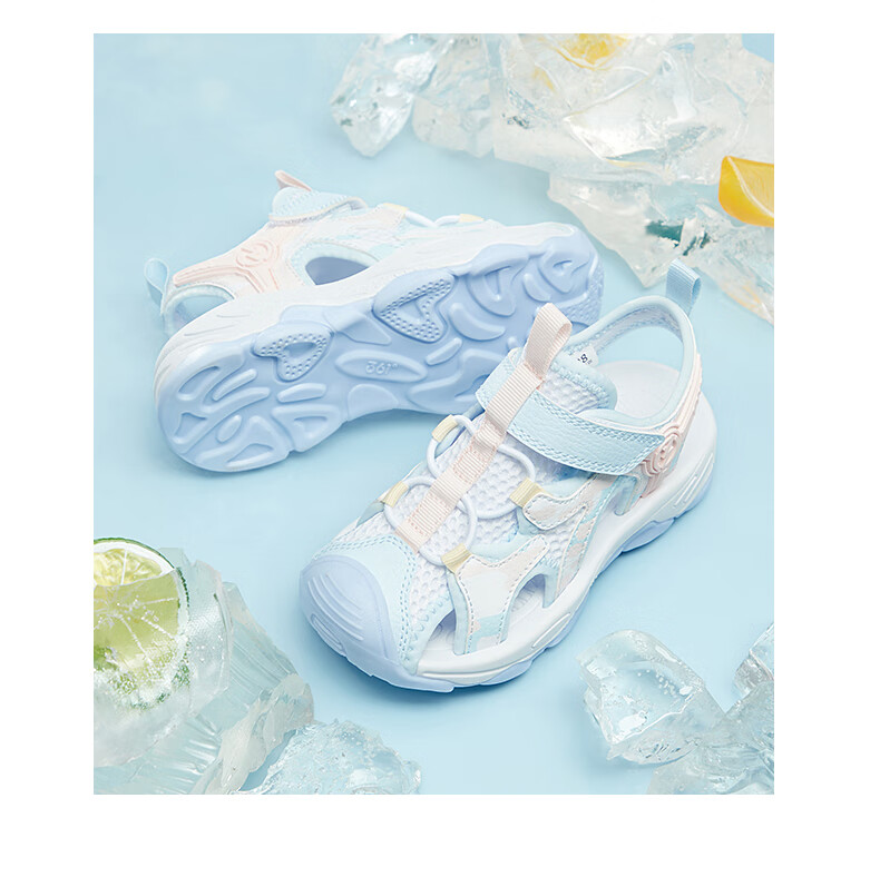 361° Children's Sandals, Summer 2026, for Boys And Girls Aged 3-12, Breathable, Anti-Collision, Closed-Toe Beach Sandals, Pink, Size 30 16