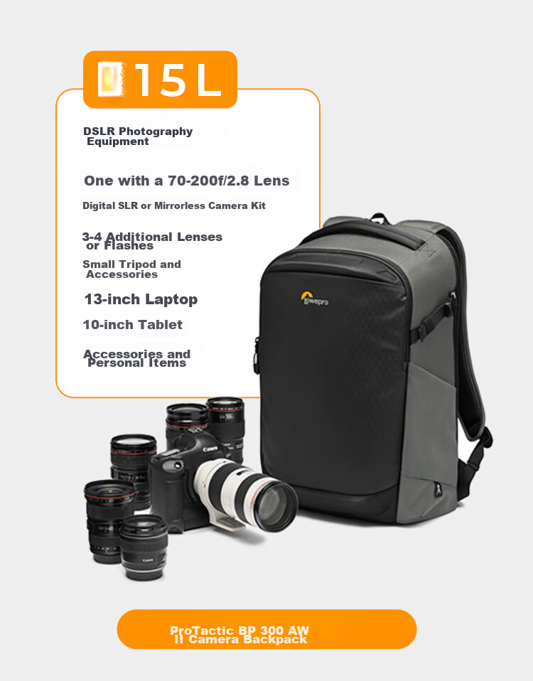 LOWEPRO Flipside 400AW III Camera Bag, Large Capacity Outdoor Professional Protection Backpack for DSLR And Mirrorless Cameras, Photography Bag, Drone Backpack LP37353-PWW 15