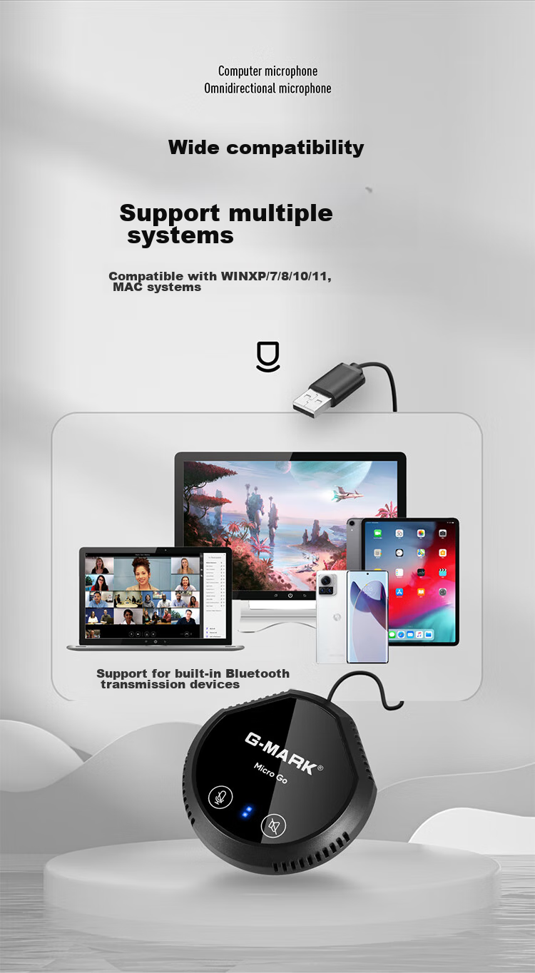 G-MARK USB Computer Laptop Speaker with Microphone for Recording, Bluetooth Gaming Desktop Omnidirectional Microphone Network Speaker All-In Small Steel Cannon High Volume 9