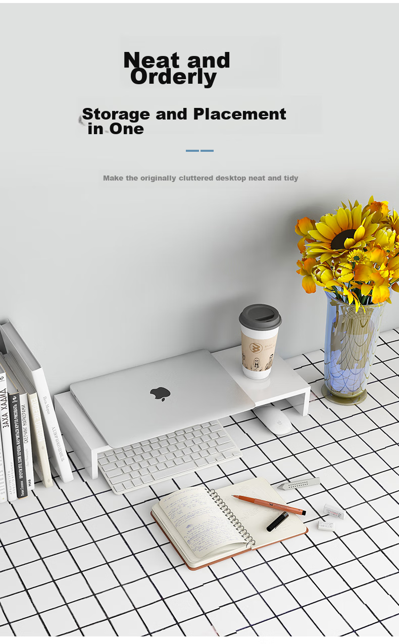 Jingjiayi Computer Stand, Laptop Monitor Riser Stand, Height-Increasing Base, Desktop Organizer, Office Storage Rack 5