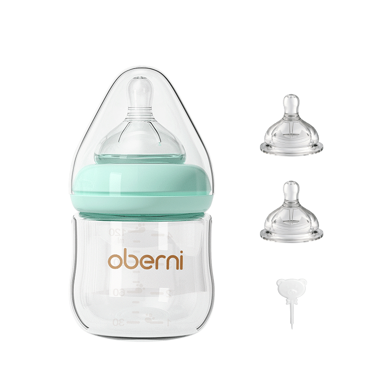 Oubeini Newborn Baby Bottle, Infant Bottle, Glass Bottle, Newborn Baby Bottle for 0-3 Months, 120ML