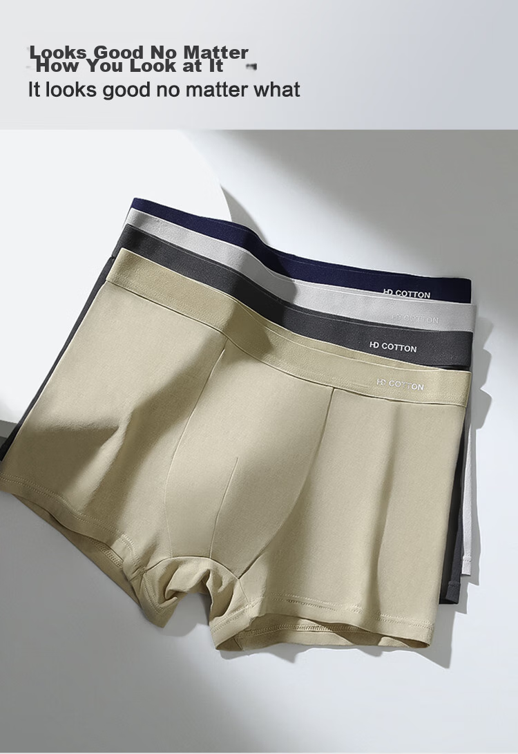 Hodo Men's Underwear, Size 40S, Cotton-Spandex Blend, Elastic, 7A Antibacterial, Solid Color Boxer Briefs, 4-Pack 12