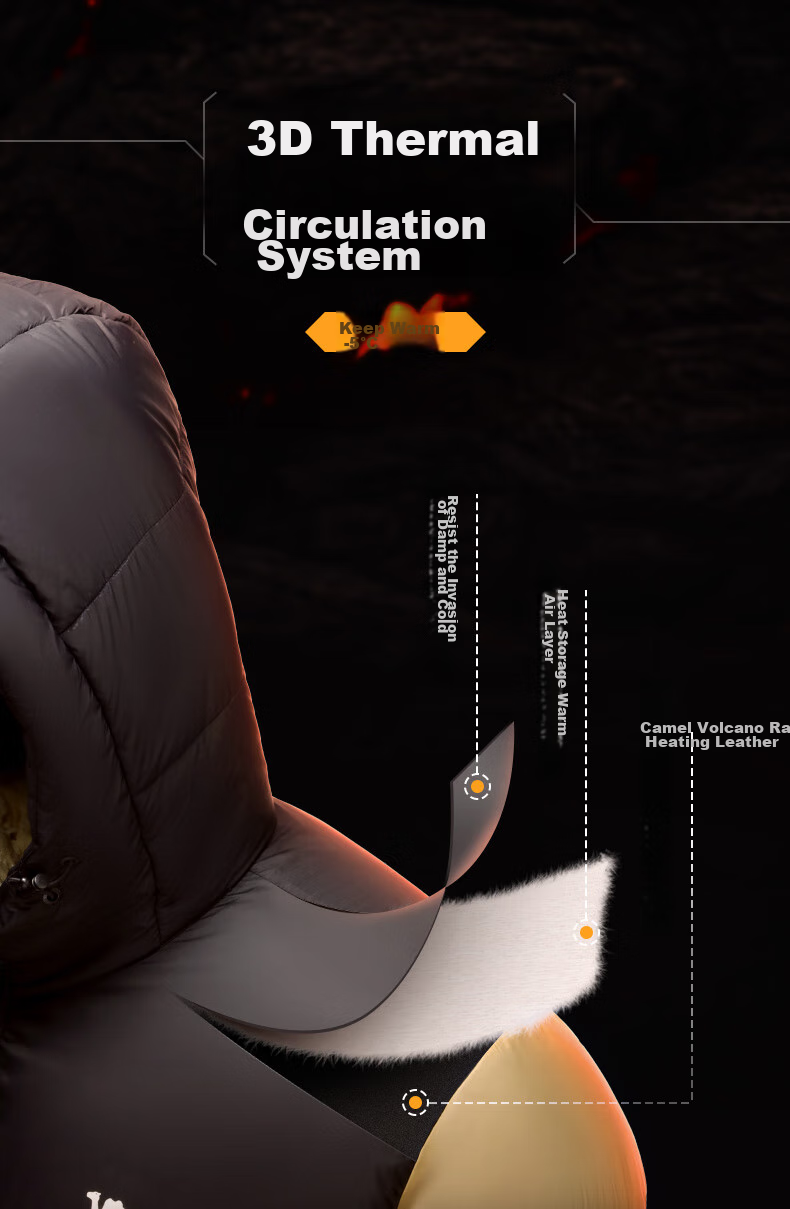 CAMEL Volcano Down Jacket 1.0 Men's Thickened Duck Down Cold-Resistant Puffer Coat Trendy Winter Jacket M13CR07089H 6