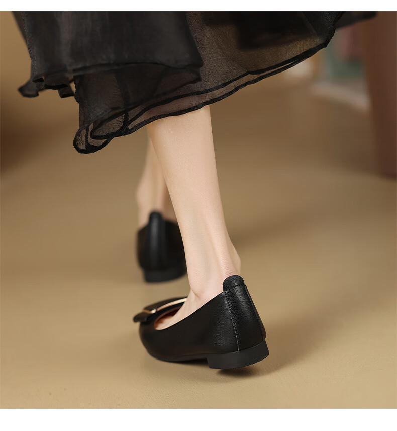 ZHR Women's Single Shoes, Genuine Leather, Elegant Commuter Style, Simple Casual Flat Comfortable Non-Tiring Work Shoes for Wome 12
