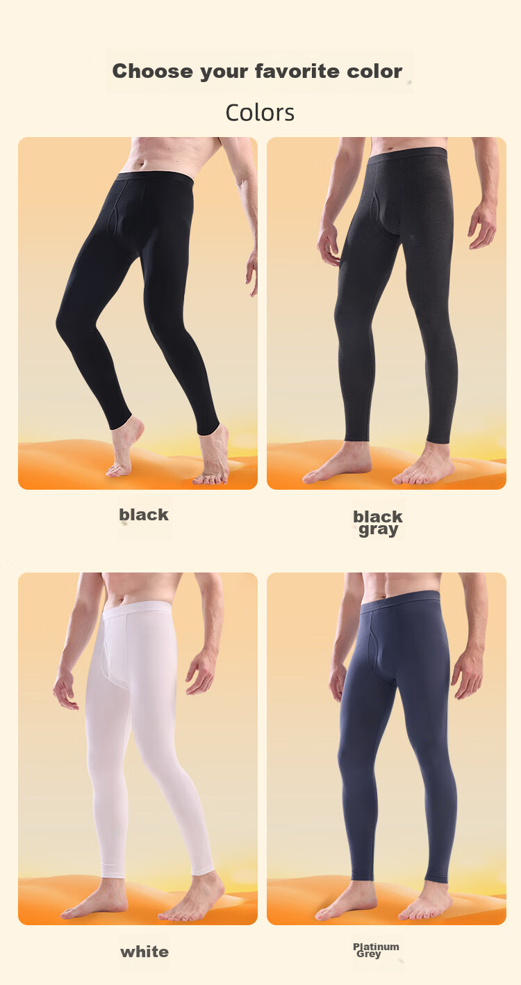 MiiOW Modal Thermal Underwear for Men, Tech-Heated Warmth, Visible Darts, Waist Protection, German Velvet Single Pants, Men's Trousers, Lining Pants, Platinum Gray, 2XL 18