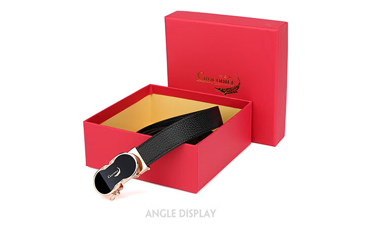CROCODILE Top-Grain Leather Women's Belt with Automatic Buckle, Fashionable Business Style Waistband for Men's Trousers, Birthday Gift for Women 3609 14