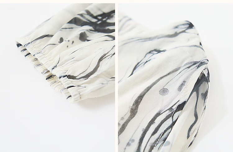 Dme [In Water One Side] Summer Chinese Style New Chinese Elegant Ink Wash Print Off-Shoulder Lightweight Concealing Women's Dress 12