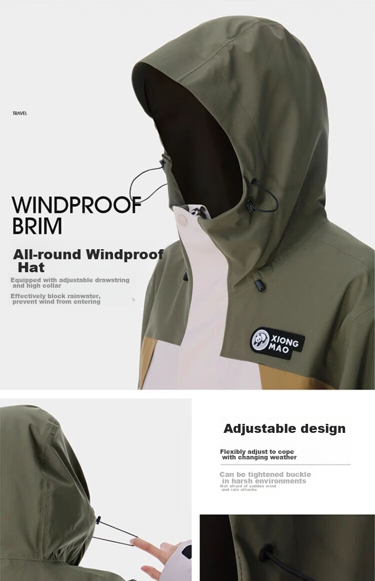 CAMEL Unisex Single-Layer Hard Shell Jacket, New Style Windproof Waterproof Coat for Men And Wome 21