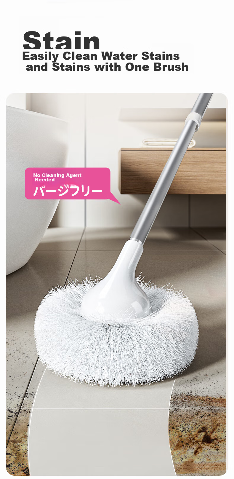 CONDOR Japanese Toilet Floor Brush Bathroom Long Handle Cleaning Brush Floor Scrubber Toilet Brush Gap Brush Tile Cleaning Tool 4