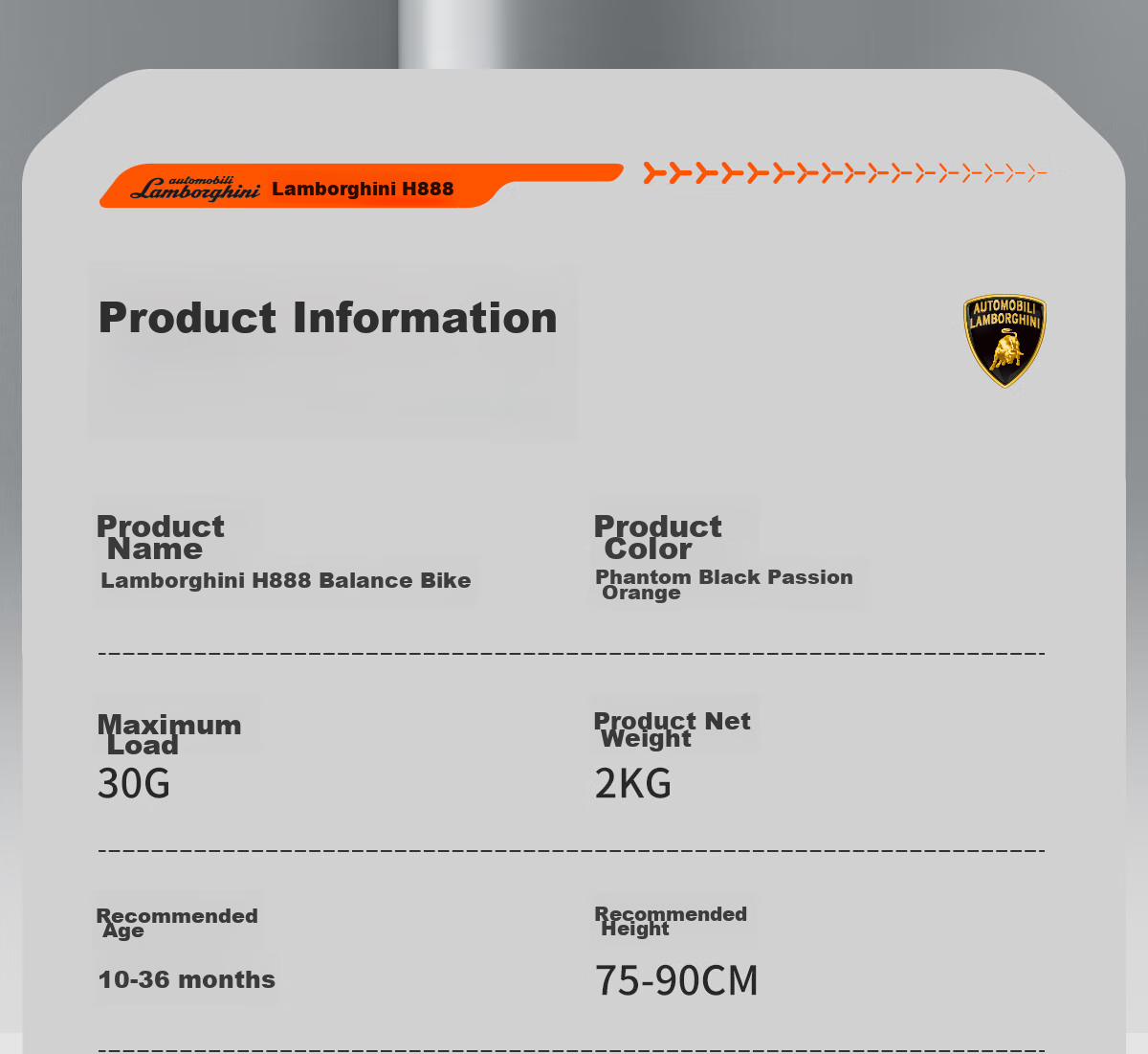 AUTOMOBILI LAMBORGHINI Children's Balance Bike for Ages 1-3, Anti-Rollover, Baby Mid-Autumn Festival National Day Birthday First Birthday Gift Gliding Walker 30