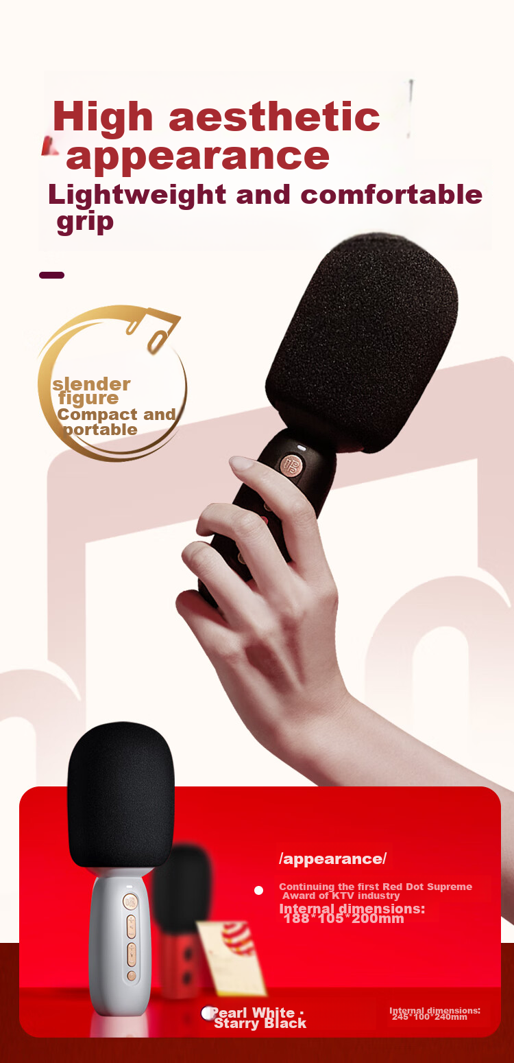 Changba Microphone C10 All-In Karaoke Machine with Wireless Bluetooth Connection, Home KTV Singing Machine for Children, Gift Item, Black 7