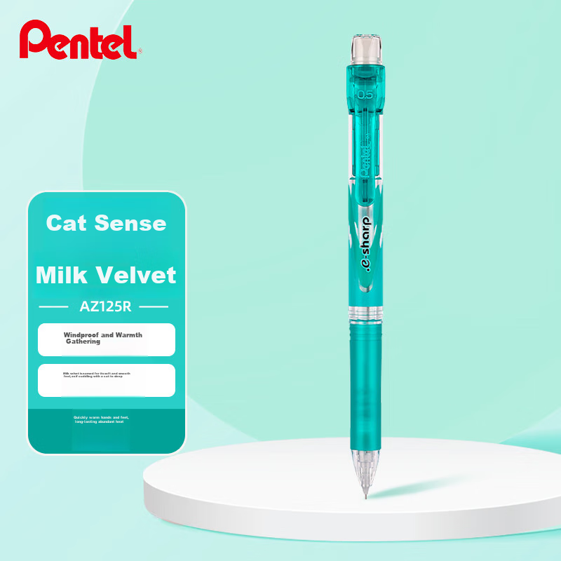 Pentel [Best-Selling Product] AZ125R Mechanical Pencil, 0.5mm Student Writing Pencil for Drawing And Exams, with Eraser Tip, Green, Single Pack
