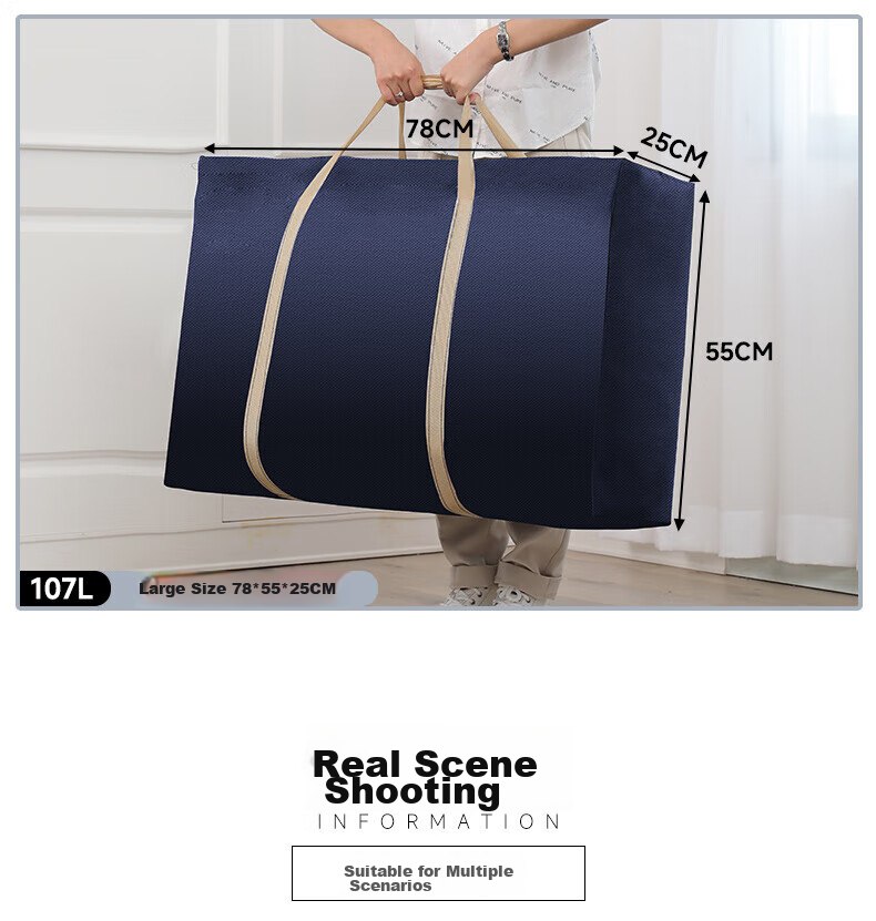 Baicaoyuan Moving Packing Bags, Luggage Bags, Woven Bags for Quilts, Express Delivery Clothing Storage Bags, 150L Blue, 2 Pieces 15