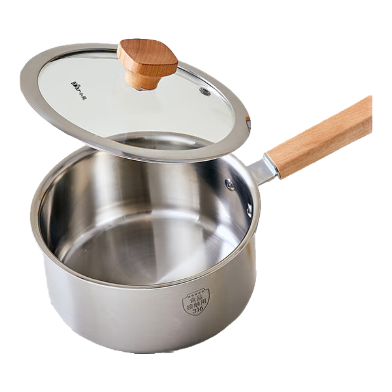 Bear Milk Pot, 316L Stainless Steel Snow Pan, Baby Food Pot, Small Milk Pot, Thickened Soup Pot, Noodle Cooking Pot, 16cm