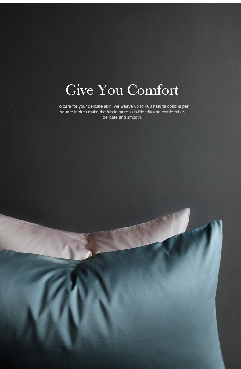 SIDANDA 100% Cotton Five-Star Hotel Pillow Core with Envelope Pillowcase, Water Blue Pillow Cover, Single Piece 48*74cm 4